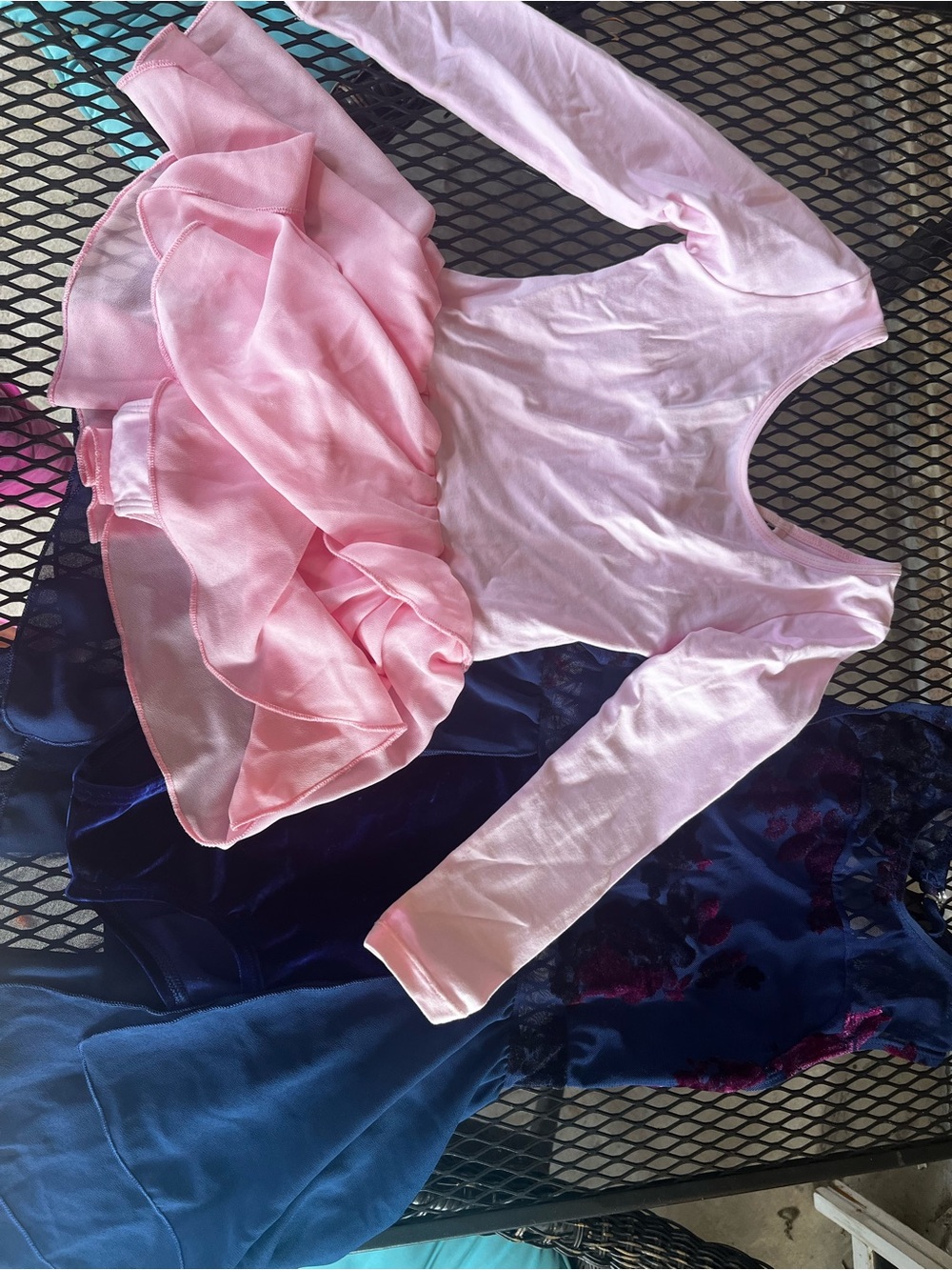 Girls' 6-8yr Dance Bundle -Pink Ballet and Blue Velvet Dress onesies with skirt